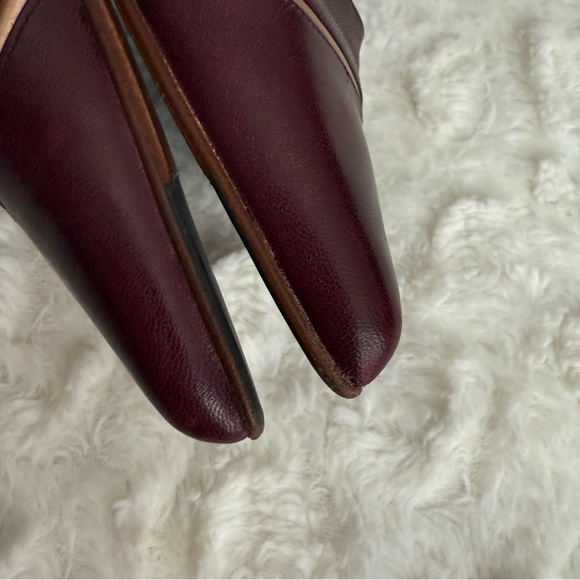 FURLA Leather Pointed Toe Kitten Heel Pumps in Burgundy - Picture 9 of 10